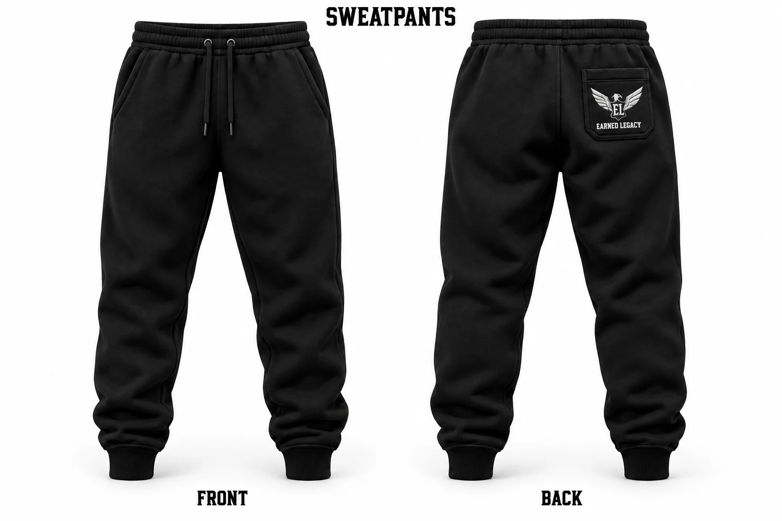 Legacy Joggers: complete front and back design preview