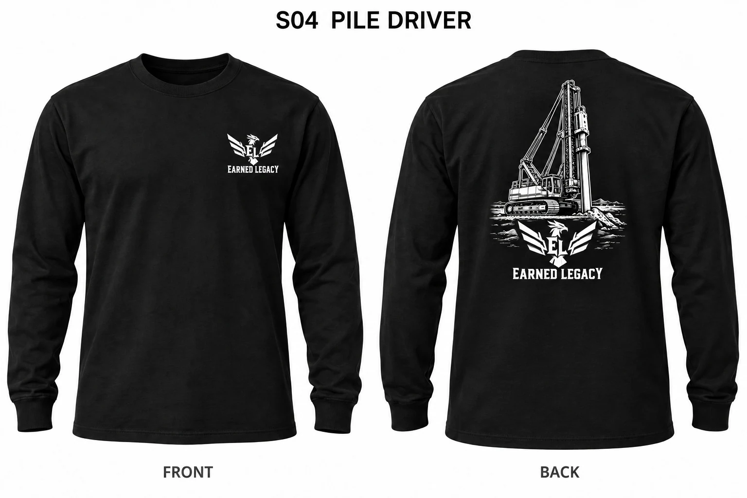 Pile Driver Tee: complete front and back design preview
